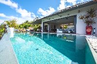 cool swimming pool of Saint Barth Villa Open Space luxury holiday home, vacation rental