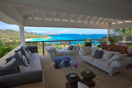 awesome sea view from Saint Barth Villa Sunrise luxury holiday home, vacation rental
