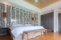 fresh bedroom linens in Saint Barth Villa Lagon Vert luxury holiday home, vacation rental