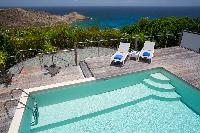 cool poolside of Saint Barth Villa La Magnifica luxury holiday home, vacation rental