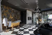 cool harlequin tiles in Saint Barth Luxury Villa Gouverneur Estate holiday home, vacation rental