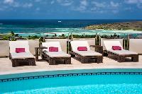 nice sun loungers at Saint Barth Villa Rose Des Vents holiday home, luxury vacation rental