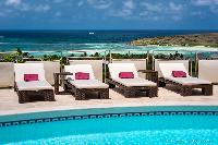 nice sun loungers at Saint Barth Villa Rose Des Vents holiday home, luxury vacation rental