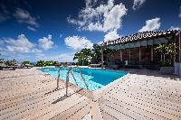 cool poolside deck of Saint Barth Villa Manonjul 1 luxury holiday home, vacation rental