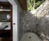 cool outdoor shower in Saint Barth Villa Safari luxury holiday home, vacation rental