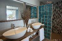 clean toilet and bath in Saint Barth Villa Cacao luxury home, vacation rental