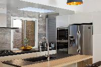 modern kitchen of Saint Barth Villa Cacao luxury home, vacation rental