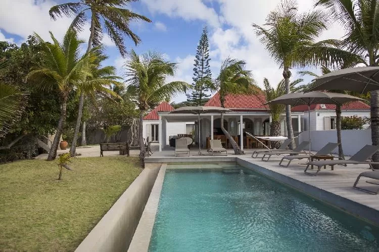 refreshing swimming pool of Saint Barth Villa Le Moulin luxury holiday home, vacation rental