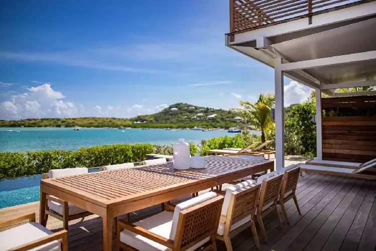cool terrace of Saint Barth Villa Aqua luxury holiday home, vacation rental