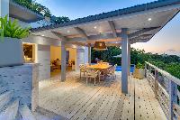 pretty patio and deck of Saint Barth Villa Datcha Estate luxury holiday home, vacation rental