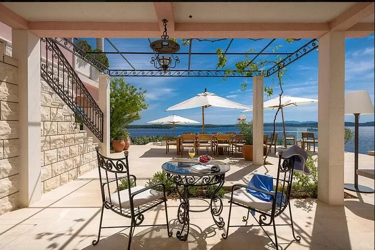 lovely terrace of Luxury Villa Pink Champagne holiday home and vacation rental