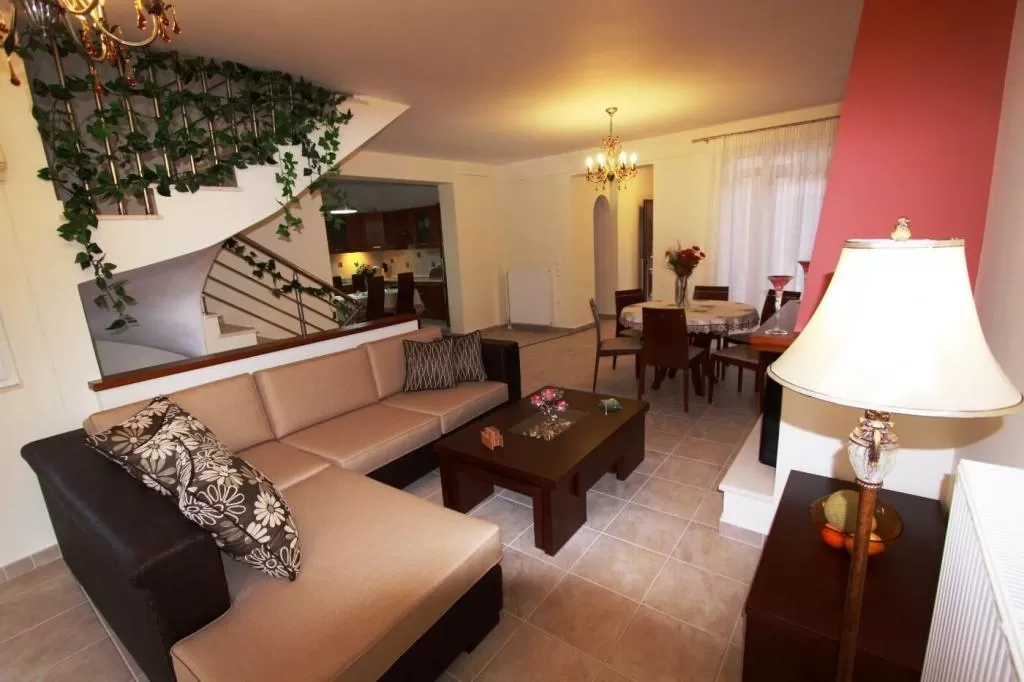 cozy sitting area in Corfu Villa Rosa 1 luxury holiday home, vacation rental