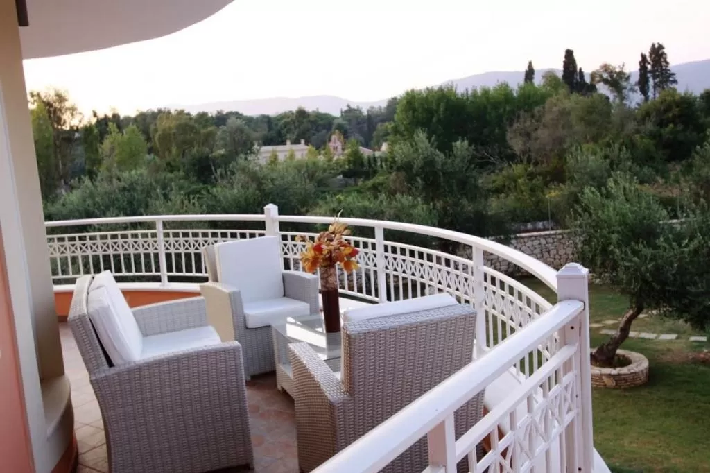 beautiful balcony of Corfu Villa Rosa 1 luxury holiday home, vacation rental