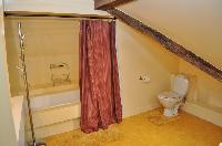 large bathroom with bathtub and toilet in a 2-bedroom Triplex Paris apartment