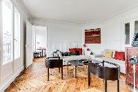 artistic walls and lovely floorings in a 3-bedroom Paris luxury apartment