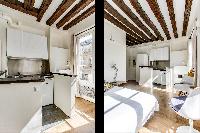 functional kitchenette in a studio Paris luxury apartment