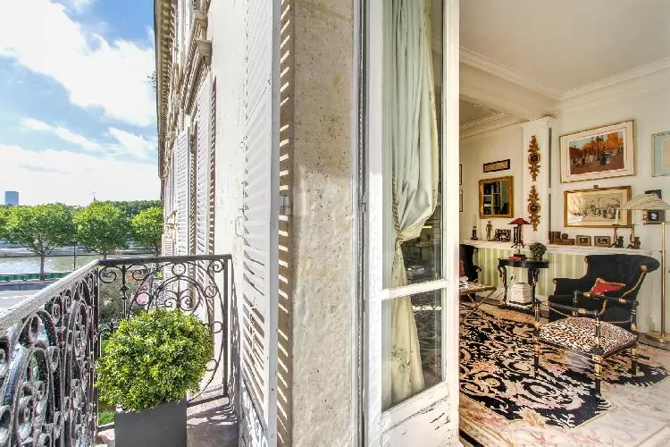 charming balcony overlooking the streets in a Paris luxury apartment