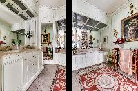 elegant and well-decorated en suite bathroom with tub, and a boudoir in 3-bedroom Paris luxury apart