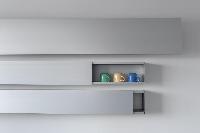geometrically stylish gray kitchen cabinet in Paris luxury apartment