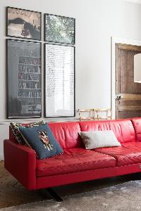 contemporary scarlet sofa in Paris luxury apartment