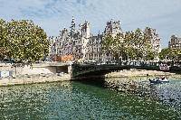 Notre Dame Cathedral and Seine river close to Paris luxury apartment