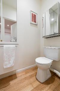 sleek white toilet in Paris luxury apartment