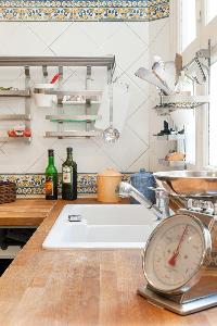 well-equipped kitchen in Paris luxury apartment