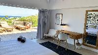 fresh bedroom linens in Saint Barth Villa Lagon Rose luxury holiday home, vacation rental