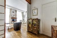 hallway in rustic design in a 2-bedroom Paris luxury apartment