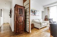 hallway in rustic design in a 2-bedroom Paris luxury apartment