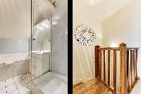 stairs and full bathroom in a 3-bedroom Paris luxury apartment