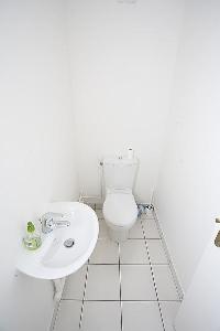 toilet and sink in a 2-bedroom Paris luxury apartment