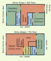 two-level floor plan with living room, 3 en suite bathrooms, 3 bedrooms, stairs, entrance, kitchen, 