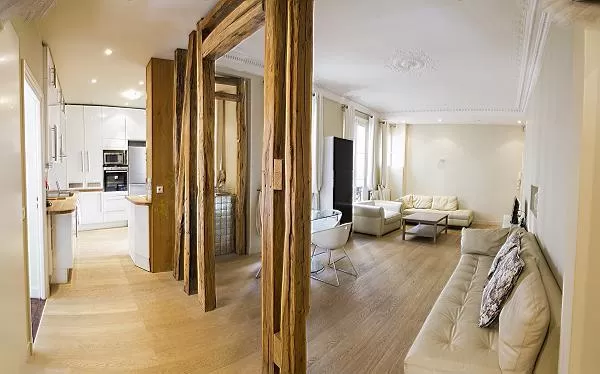 2-bedroom Paris luxury apartment with perfect blend of rustic and modern interiors