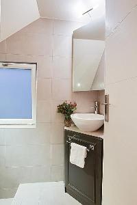 bathroom sink and mirror in a Paris luxury apartment