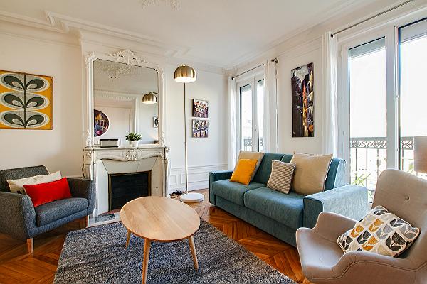 Paris luxury two-bedroom apartment with contemporary and cozy interiors