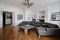 neat sitting area in Trocadero - Georges Mandel luxury apartment