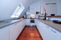 sleek and elegant well-equipped kitchen of a 2-bedroom paris luxury apartment