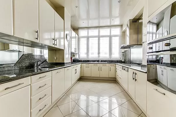 modern fully-equipped kitchen in a 4-bedroom Paris luxury apartment