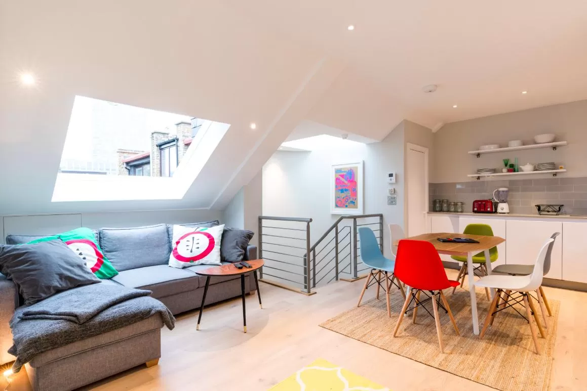 adorable open-plan living room of London Hanbury Street 2BR luxury apartment