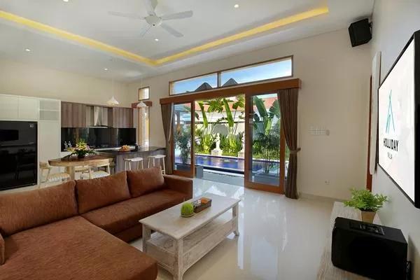 amazing open-plan living room of Bali - Legian Villa Holliday luxury apartment