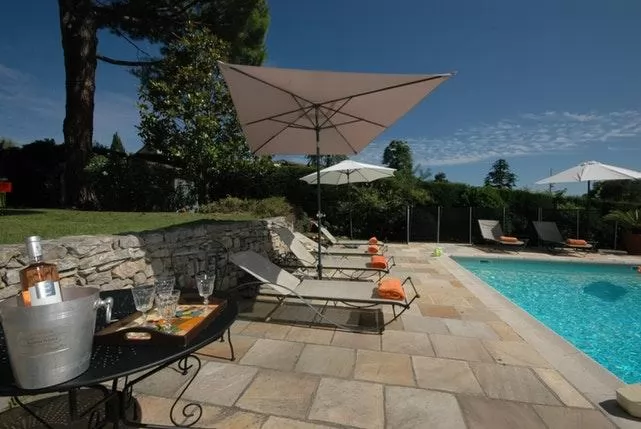 amazing poolside furnishings at Cannes Villa Ste Genevieve luxury apartment